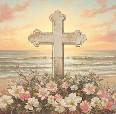 Religious Sign, Cross Sign, DCO-02396, Sign For Wreath, 10x10 Metal Sign